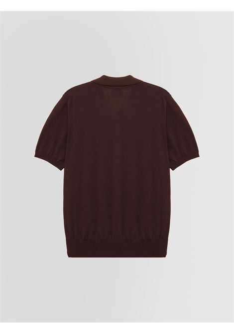 Alpha Studio polo in crepe di cotone color cioccolato senza bottoni ALPHA STUDIO | Polo | AU-5041B1009